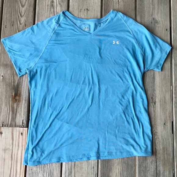 🍁 Under Armor Blue Shirt Short-Sleeved Size: XL - Picture 2 of 6